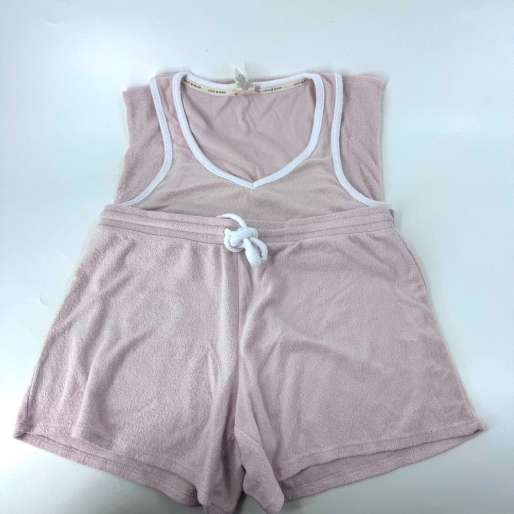Lucky Brand 2 pc Pink Tank and shorts with White Trim - Terry cloth - Picture 8 of 11